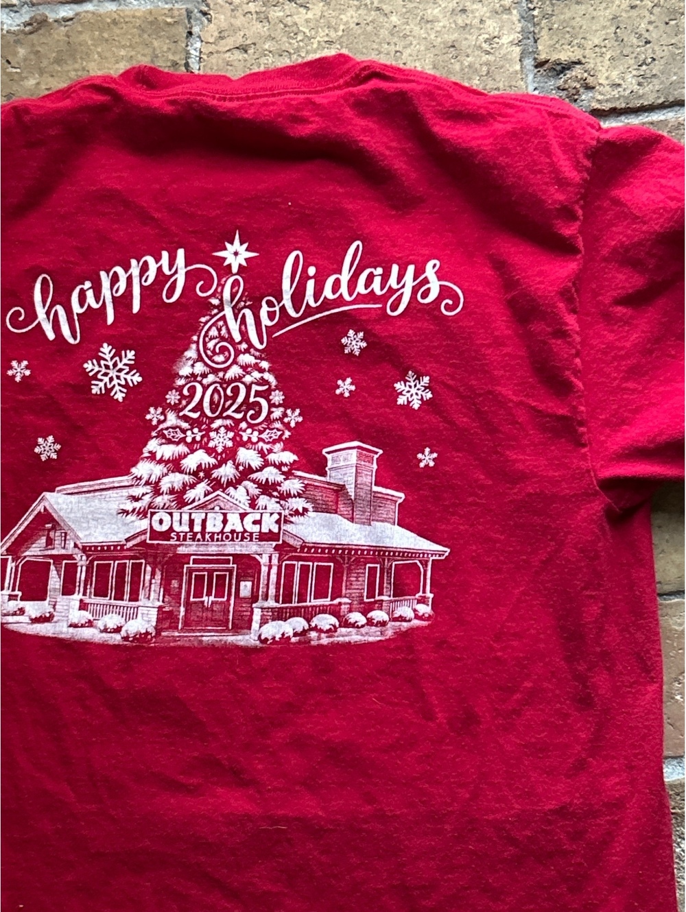 Port & Company Red Outback Steakhouse 2025 Holiday T-Shirt Large